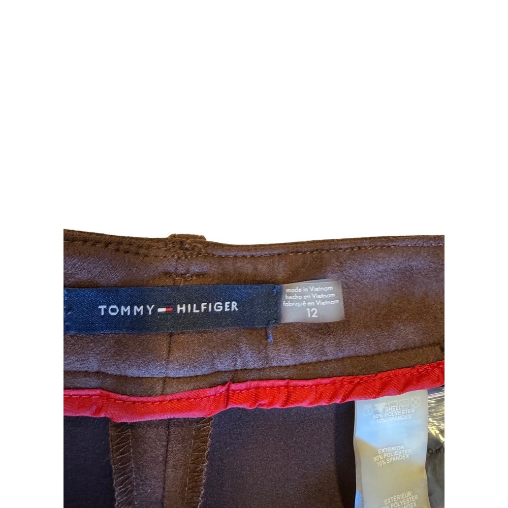 Tommy Hilfiger faux suede Brown Bootcut Stretch Pants women Size 12 - Picture 6 of 11